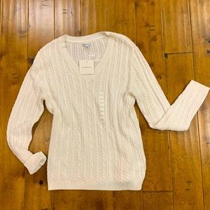 NWT CROFT&BARROW WHITE CABLE KNIT SWEATER